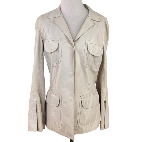Sylvie Schimmel Paris Off White Lamb Leather Soft Jacket Size 38 / 6 - Picture 1 of 12